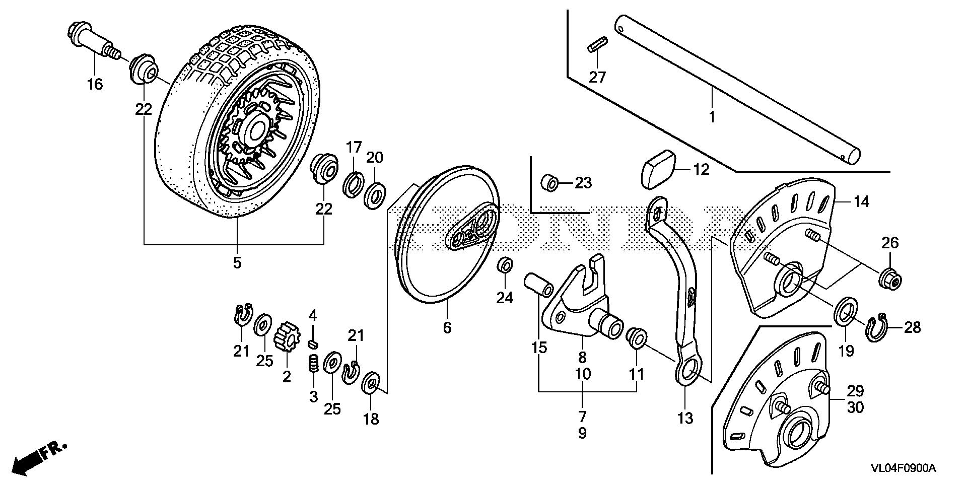 Honda hrr216 rear online wheel assembly